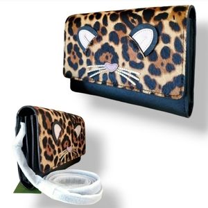 NWT Kate Spade Cat Run Wild Leopard Print Leather & Calf Hair Crossbody Bag